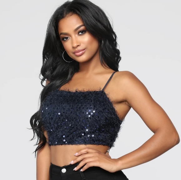 Fashion Nova Tops - 💕Fashion Nova Blue Crop Top-Size L💕